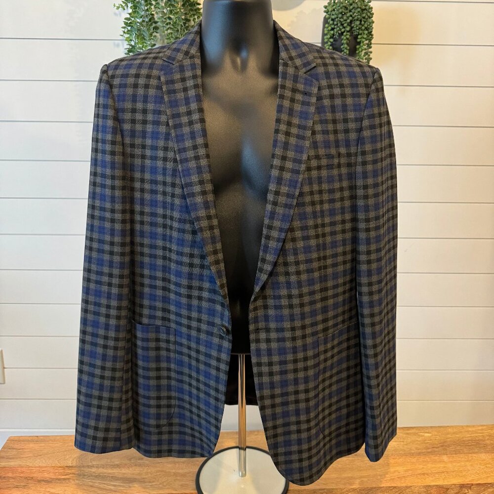 ASOS Navy and Gray Plaid Sport Coat